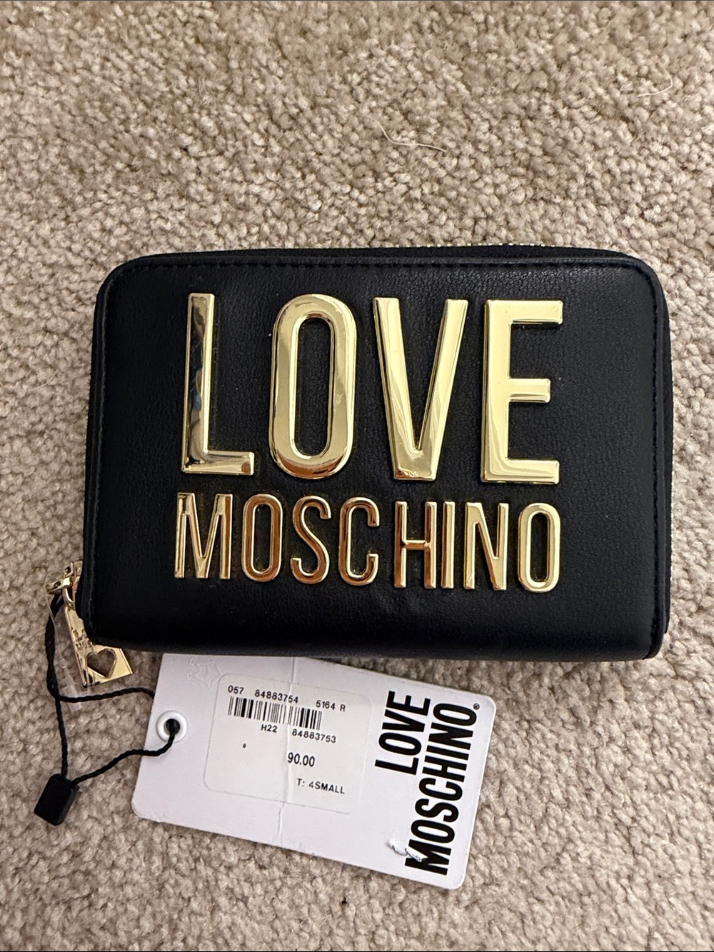 Love Moschino Black wallet with Gold Logo Plates NWT